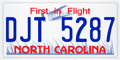 NC license plate DJT5287
