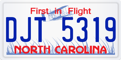 NC license plate DJT5319