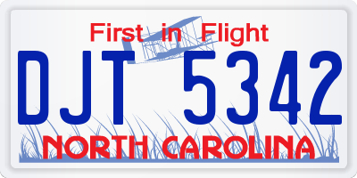 NC license plate DJT5342