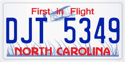 NC license plate DJT5349