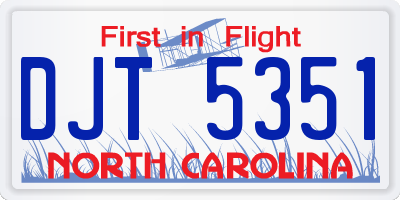 NC license plate DJT5351