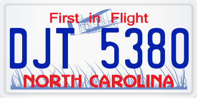 NC license plate DJT5380