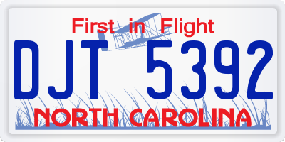 NC license plate DJT5392