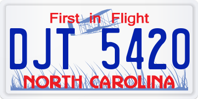 NC license plate DJT5420
