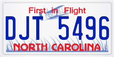 NC license plate DJT5496