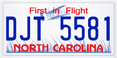 NC license plate DJT5581