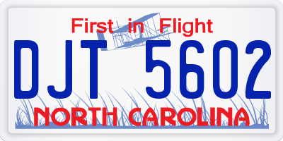 NC license plate DJT5602