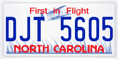 NC license plate DJT5605