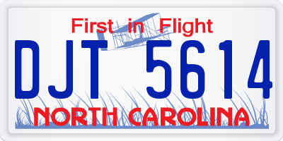 NC license plate DJT5614