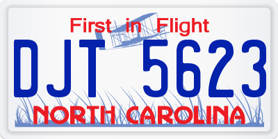 NC license plate DJT5623