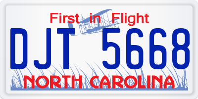 NC license plate DJT5668