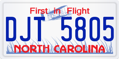 NC license plate DJT5805