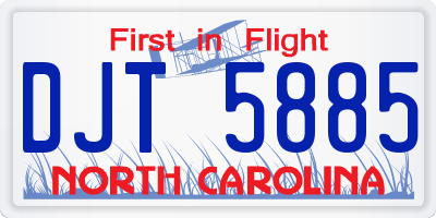 NC license plate DJT5885