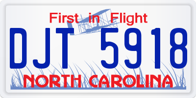 NC license plate DJT5918