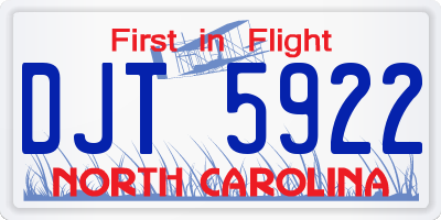 NC license plate DJT5922
