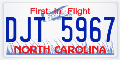 NC license plate DJT5967