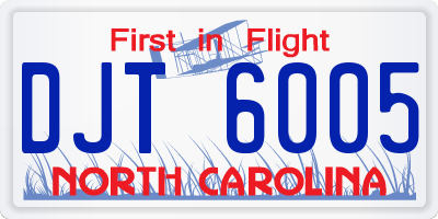 NC license plate DJT6005