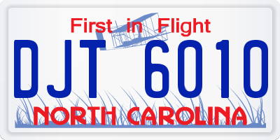 NC license plate DJT6010