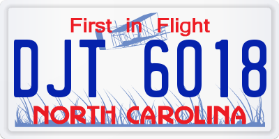 NC license plate DJT6018