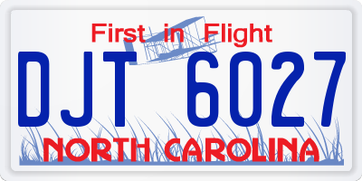 NC license plate DJT6027