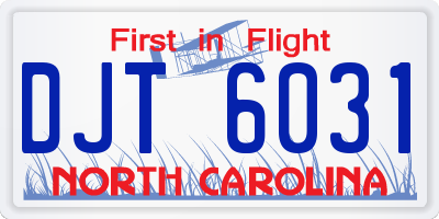 NC license plate DJT6031