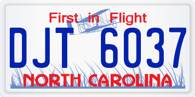 NC license plate DJT6037