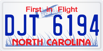 NC license plate DJT6194