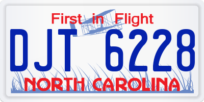 NC license plate DJT6228