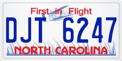 NC license plate DJT6247