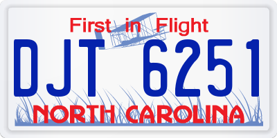 NC license plate DJT6251