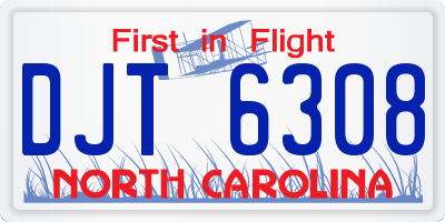 NC license plate DJT6308