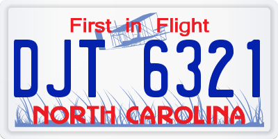 NC license plate DJT6321