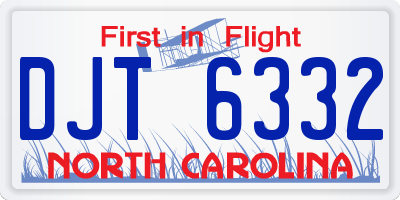 NC license plate DJT6332