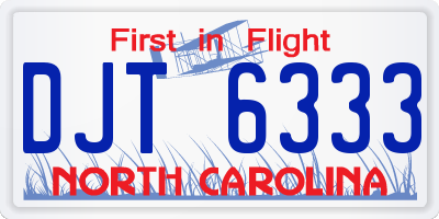 NC license plate DJT6333
