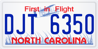 NC license plate DJT6350