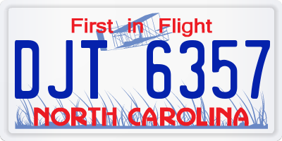 NC license plate DJT6357