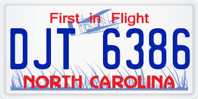 NC license plate DJT6386
