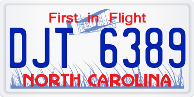 NC license plate DJT6389