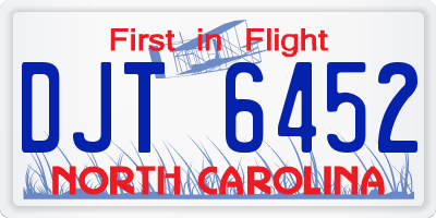 NC license plate DJT6452