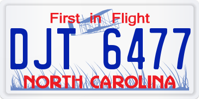 NC license plate DJT6477
