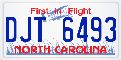 NC license plate DJT6493