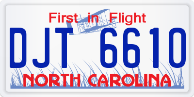 NC license plate DJT6610