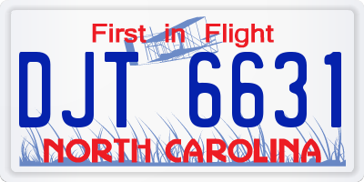 NC license plate DJT6631