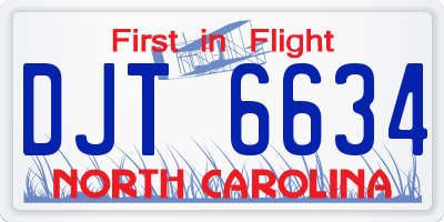 NC license plate DJT6634