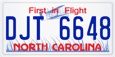 NC license plate DJT6648