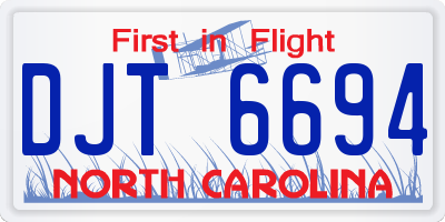 NC license plate DJT6694