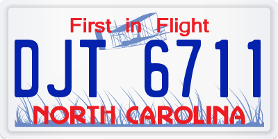 NC license plate DJT6711