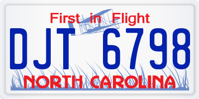 NC license plate DJT6798