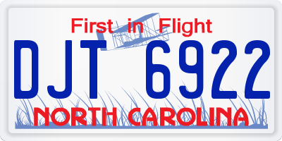 NC license plate DJT6922