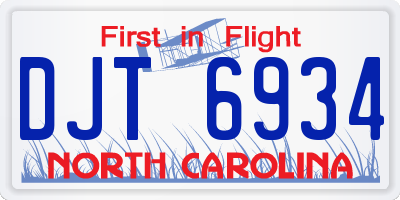 NC license plate DJT6934